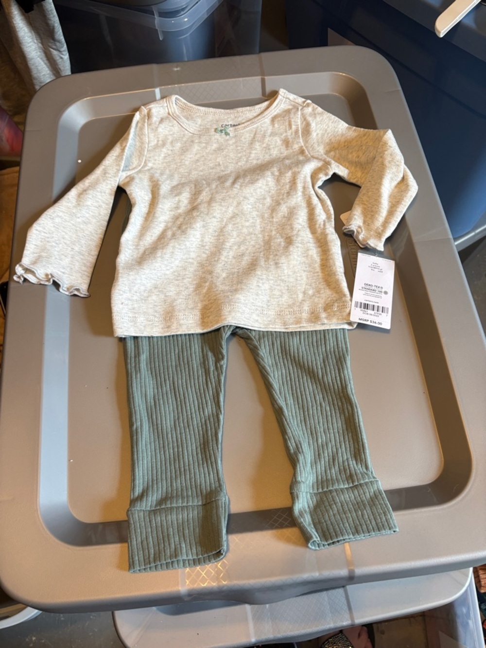 Carter's Cream Heathered Long Sleeve Bodysuit